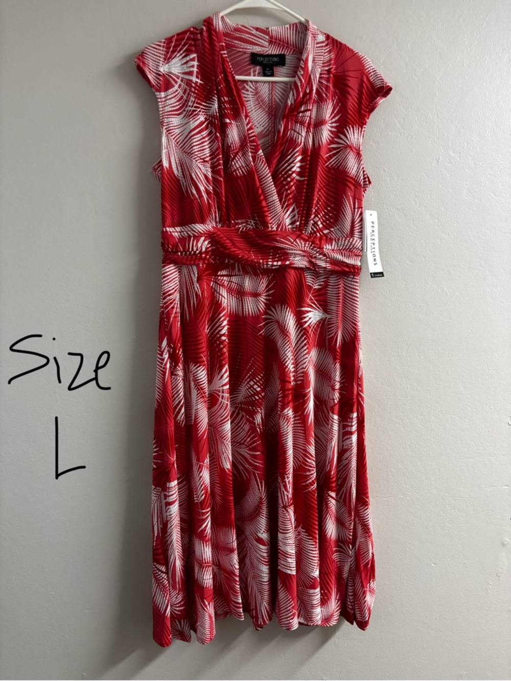 NWT Red & White Palm Print Dress